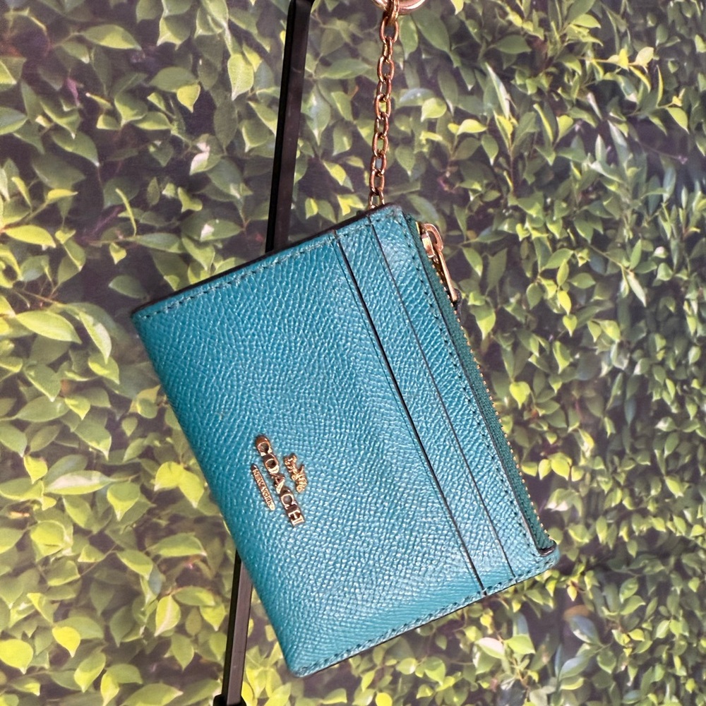 Coach Turquoise Card Holder with KeyChain